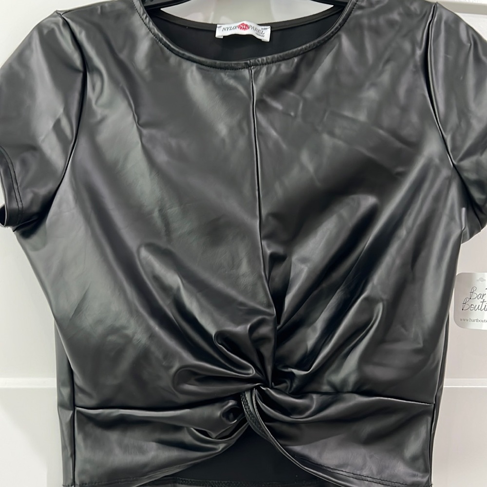 NWT Faux leather top
